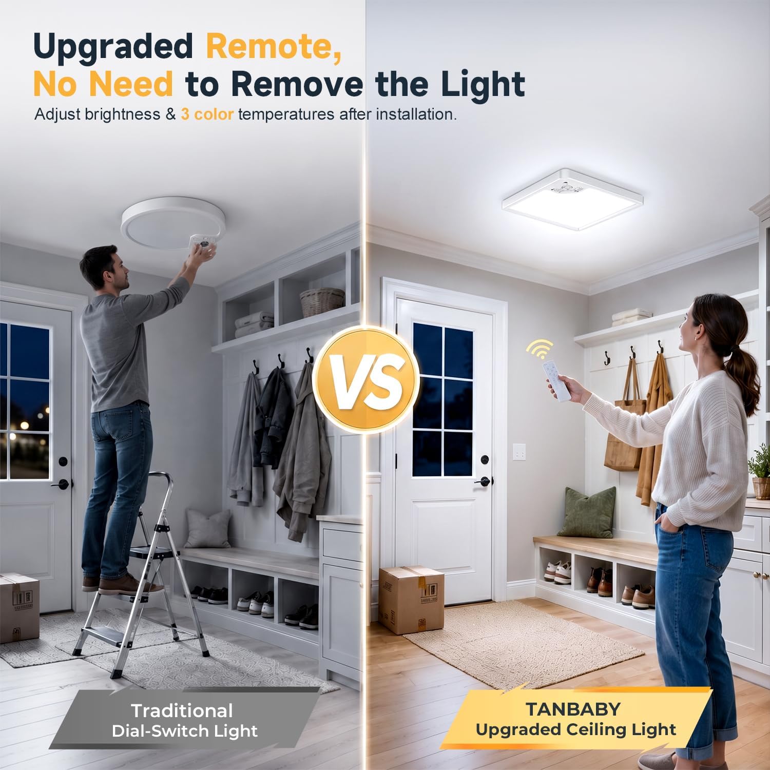 TANBABY 2 Pack Hardwired Motion Sensor Ceiling Light, 8.7" Closet Lights