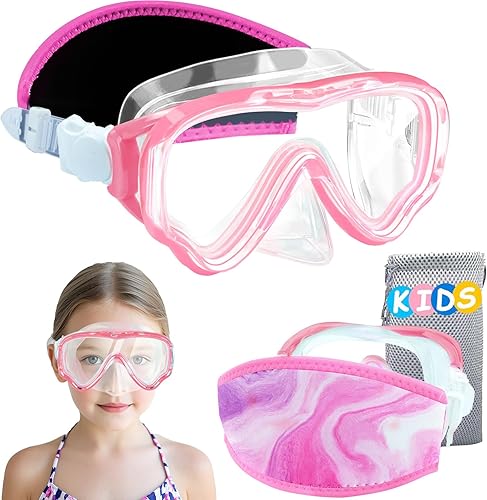 Vvinca Gafas de buceo para niños, máscara de buceo, gafas de natación con cubierta de nariz y correas para niños y jóvenes de 6 a 14 años