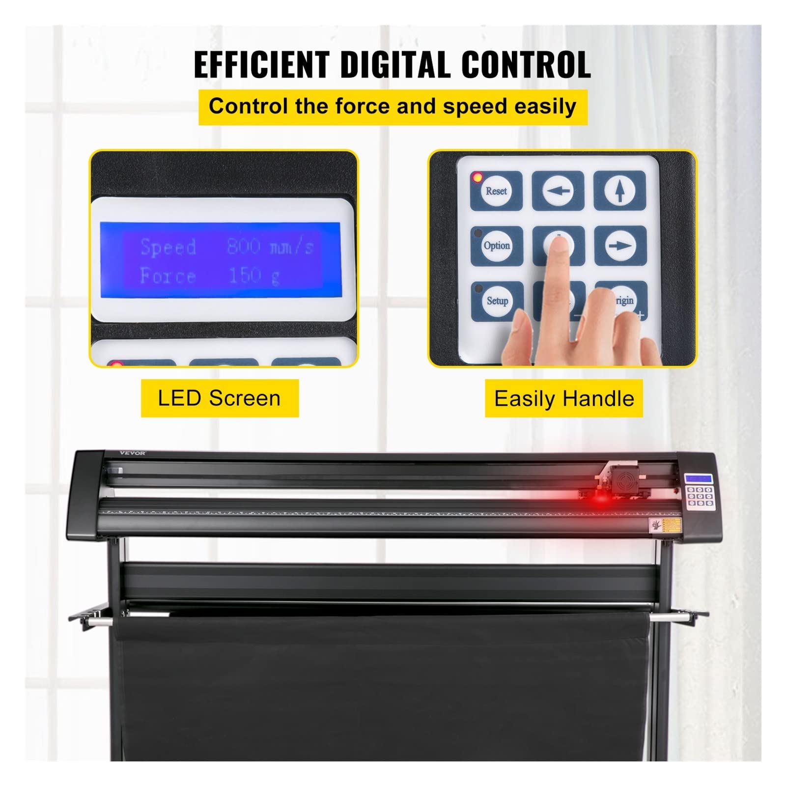 28/34/53 Zoll halbautomatischer Vinylschneider, Schneideplotter, Drucker mit Bodenständer, 3 Klingen, LCD-Display(870mm)