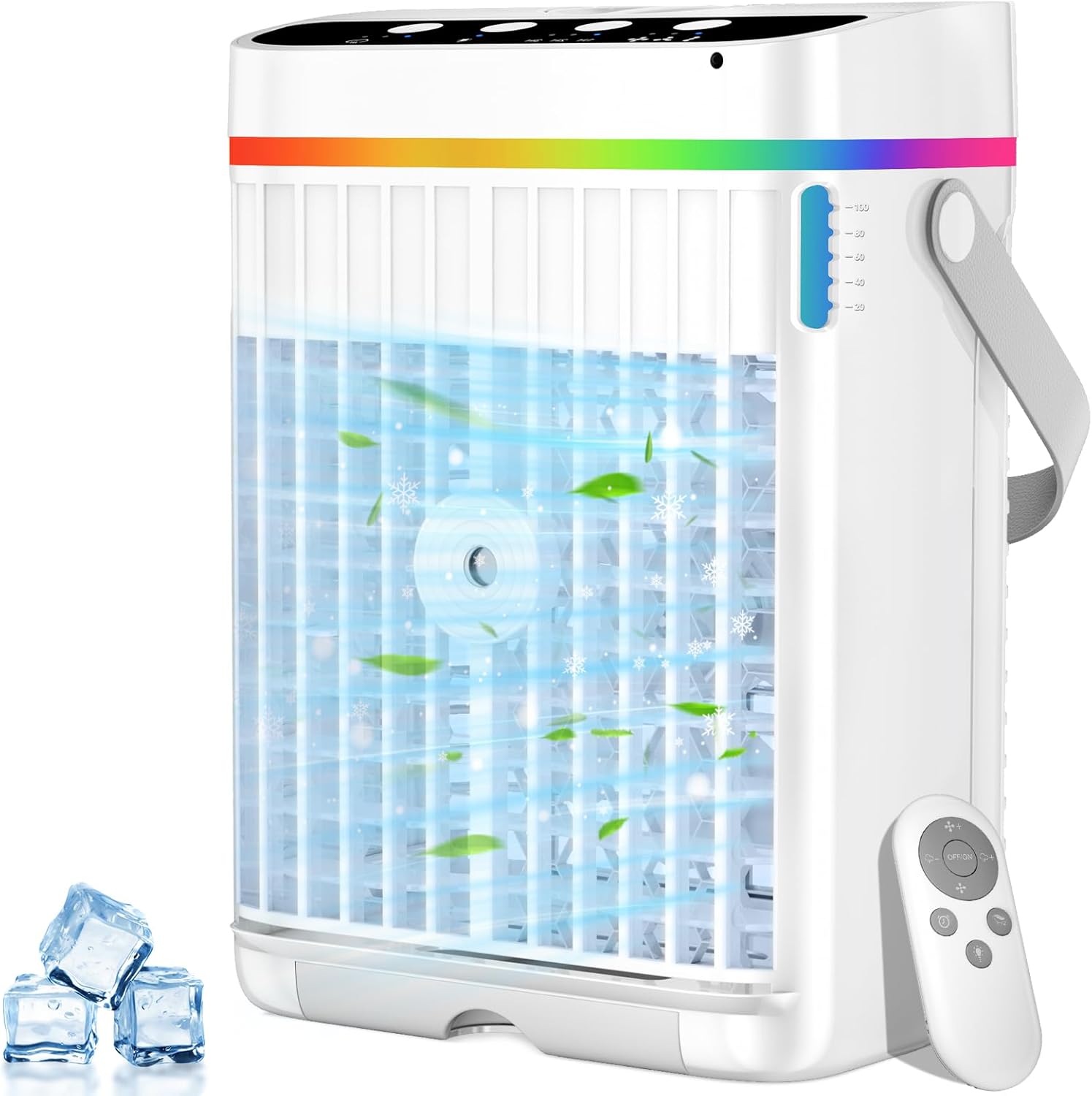 portable air conditioners, 40oz water tank, 3 wind speed & 3 cool mist, 1-3h timer & 7 led light, personal air conditioner small mini air conditioner portable air cooler for room/office 1200ml