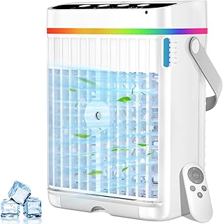 Portable Air Conditioners, 40oz Water Tank, 3 Wind Speed & 3 Cool Mist, 1-3H Timer & 7 LED Light, Personal Air Conditioner Small Mini Air Conditioner Portable Air Cooler for Room/Office