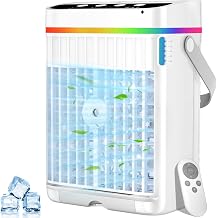 Portable Air Conditioner, 40oz Water Tank, 3 Wind Speeds & 3 Cool Mist, 1-3 Hours Timer & 7 LED Lights, Personal Air Conditioner Mini Air Conditioner Portable Air Cooler for Room/Office