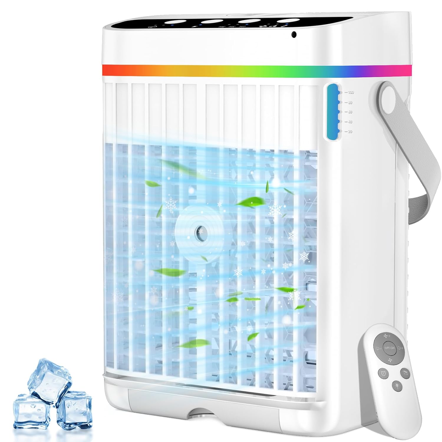Portable Air Conditioners 40oz Water Tank 3 Wind Speed 3 Cool Mist 1-3H Timer 7 LED Light Personal