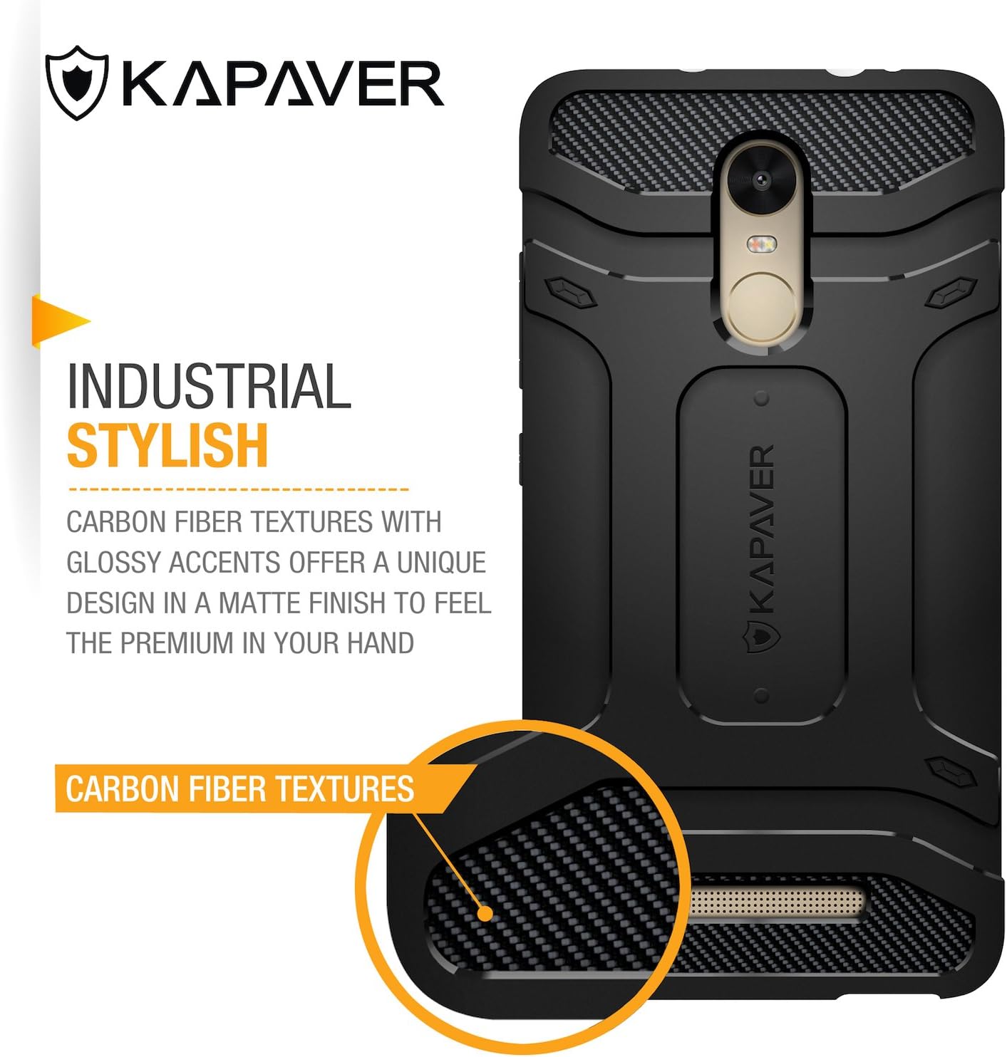 KAPAVER Redmi Note 3 (Qualcomm 2016 Model) Premium Tough Rugged Solid Black Shock Proof Slim Armor Case for Xiaomi Redmi Note 3