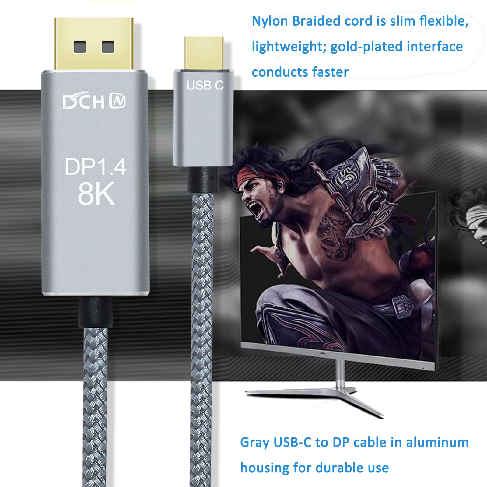 Amazon.co.jp: DCHAV 8K USB C DisplayPort ケーブル 2m Type-C DP 1.4