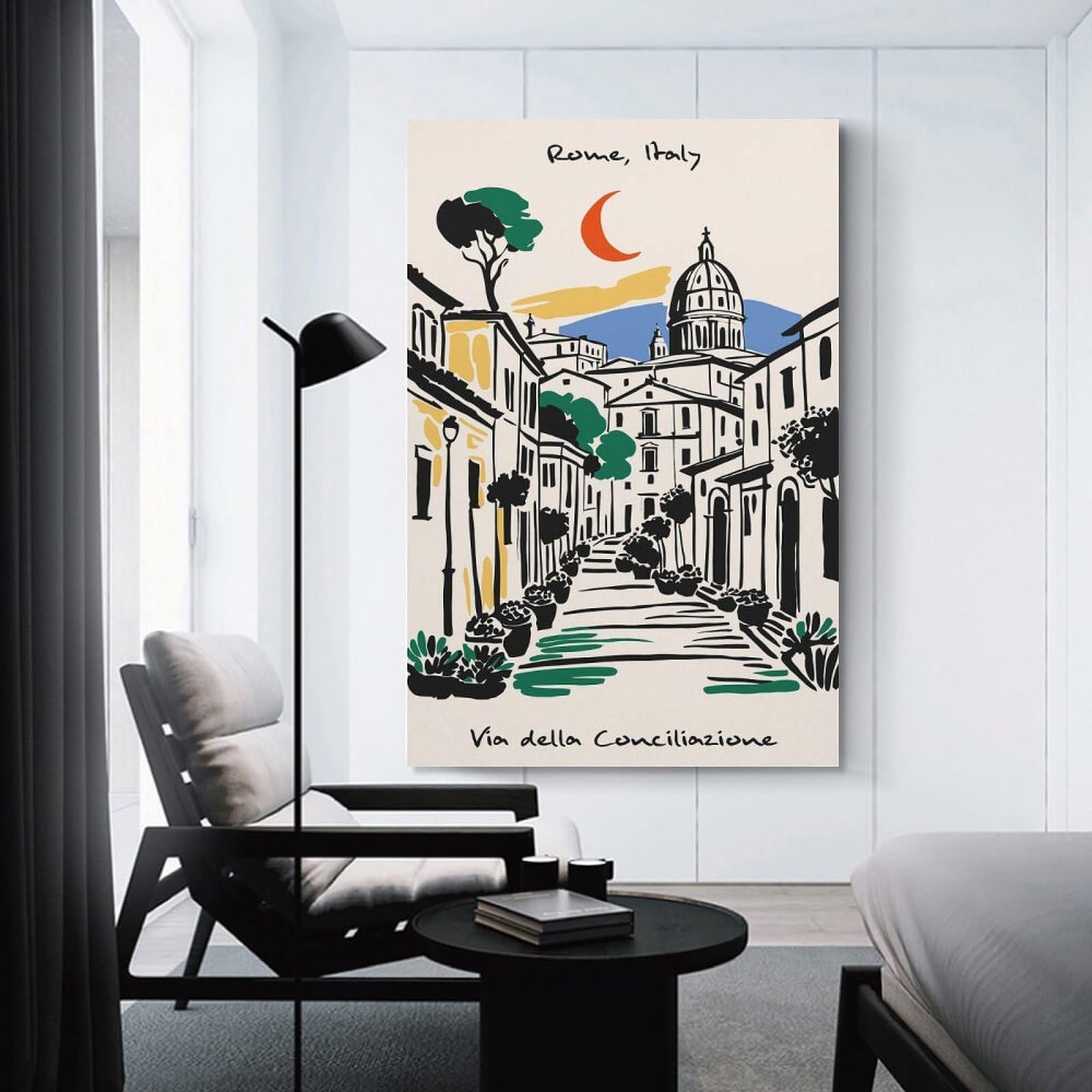 Junmoney Via Della Conciliazione, Rome Room Decor Wall Art 24x36inch(60x90cm), for Bedroom, Guest Room Or Reading Nook, An Easy Wall Refresh for Bedrooms