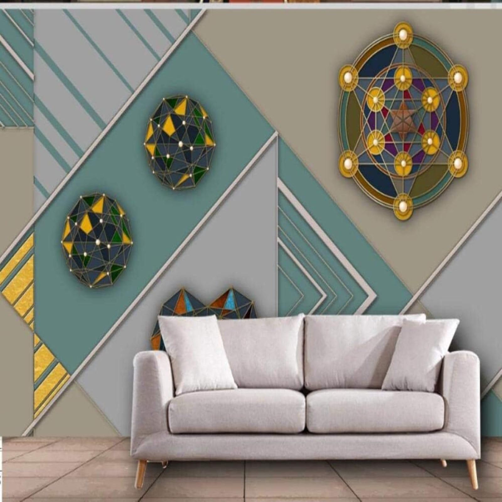 Papel pintado pared diseño geométrico ideal para el salón y comedor