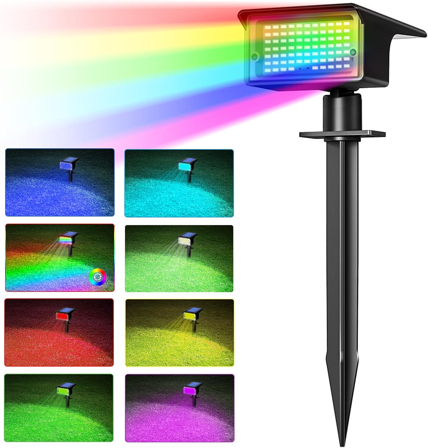 nipify Solar Spot Lights Outdoor 1 Pack, 7 Colors of Solar Spotlights