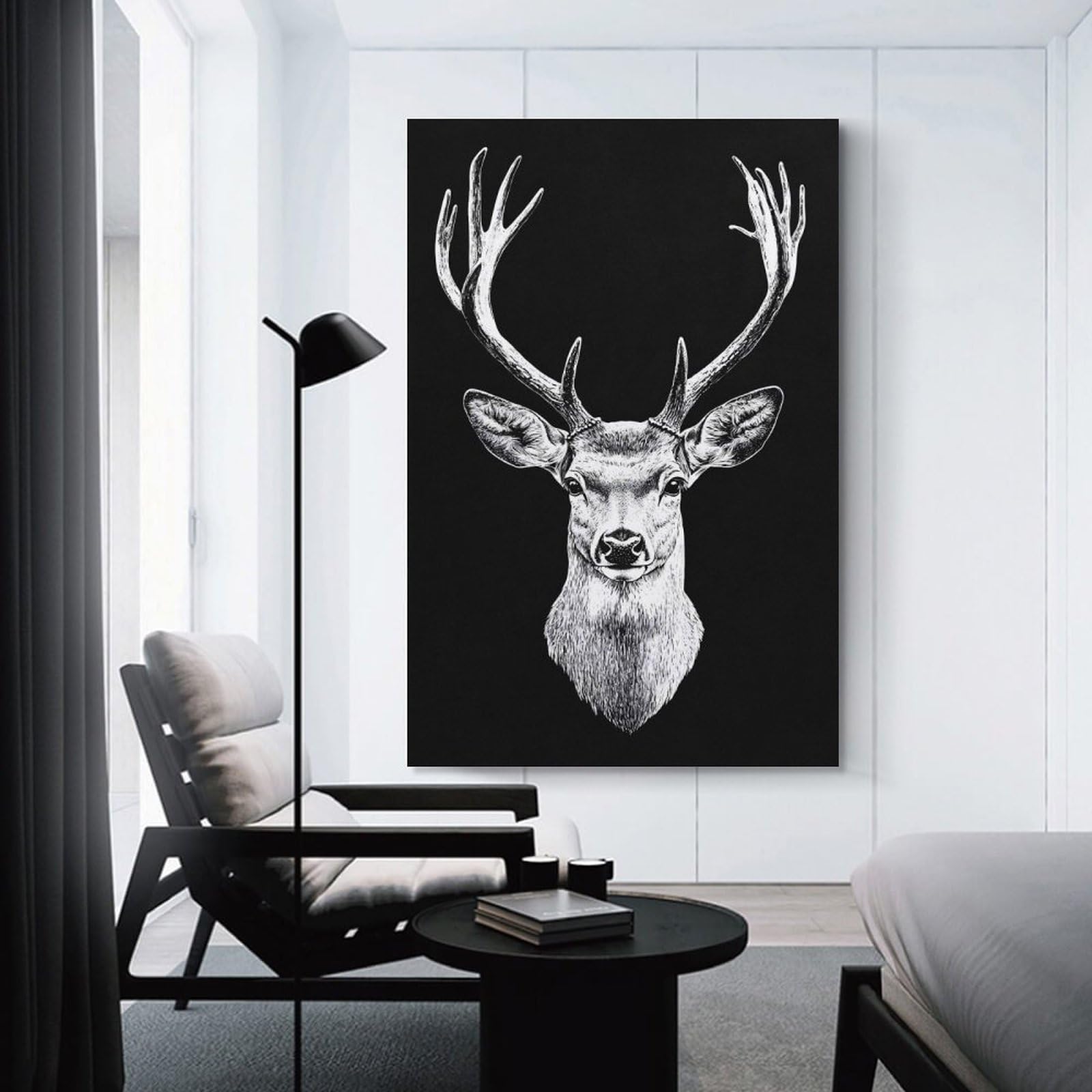 Junmoney Wall Art Print Detailed Stag Portrait, 08x12inch(20x30cm), for Contemporary Homes, Apartments Or Offices, An Easy Choice for New Home Styling