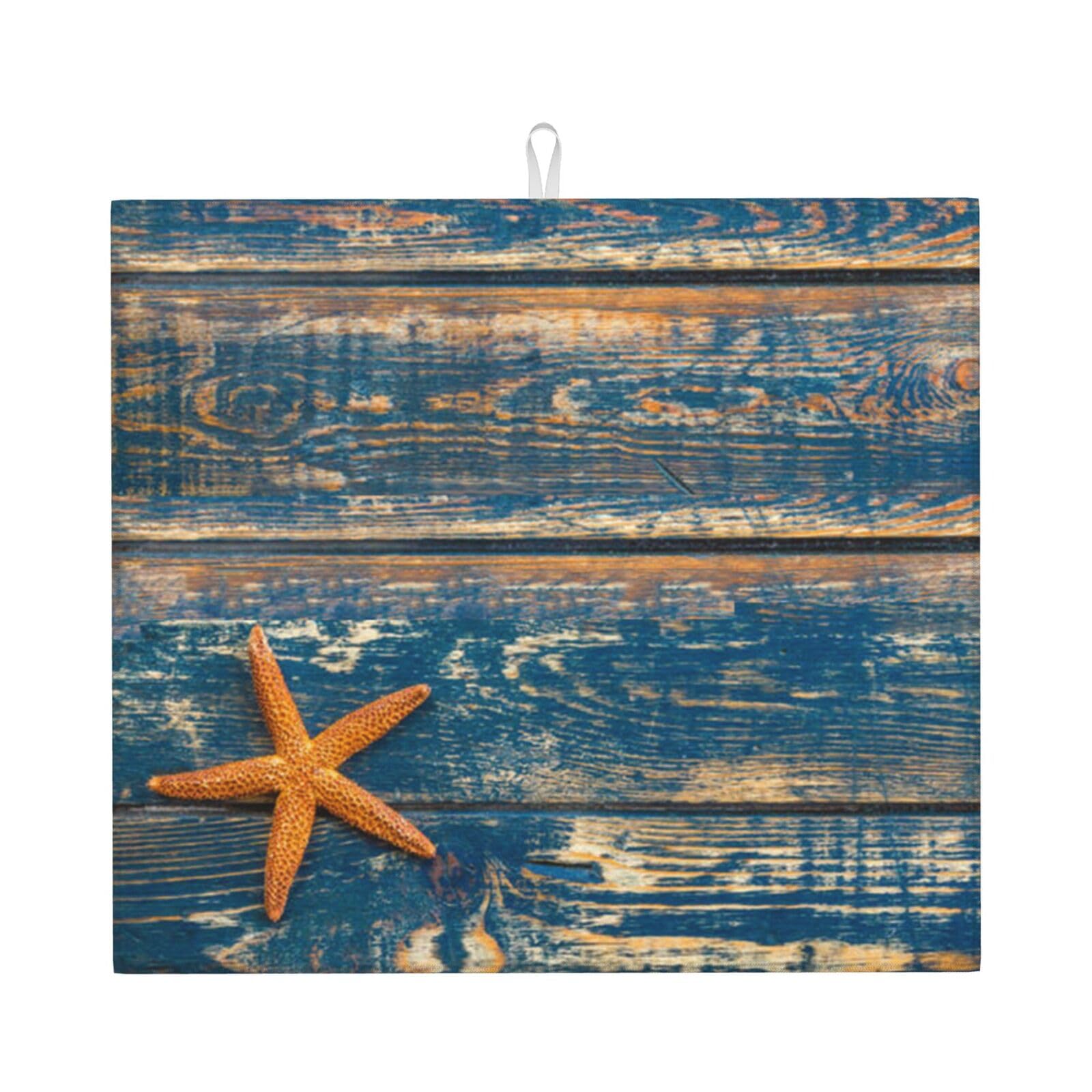 Tapis De Séchage Absorbant Motif étoiles De Mer Pour Comptoir De Cuisine, égouttoir à Vaisselle, Tapis égouttoir Pour évier De Comptoir