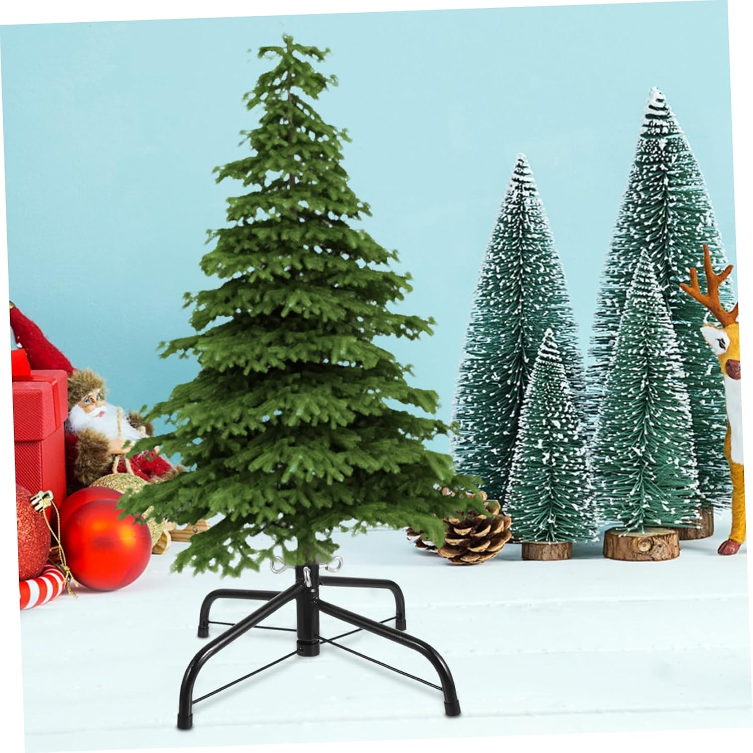 WOONEKY Xmas Christmas Tree 4 Foot Iron Stand Folding Metal Holder Base