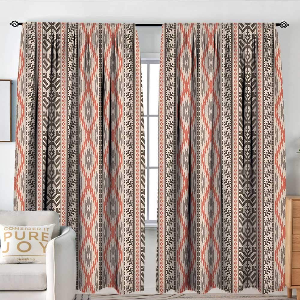 NUOMANAN Print Pattern Curtains Southwestern,Traditional Vertical Borders Inspired by Primitive Art Ikat Style Ancient, Multicolor,for Room Darkening Panels for Living Room, Bedroom 54"x72"