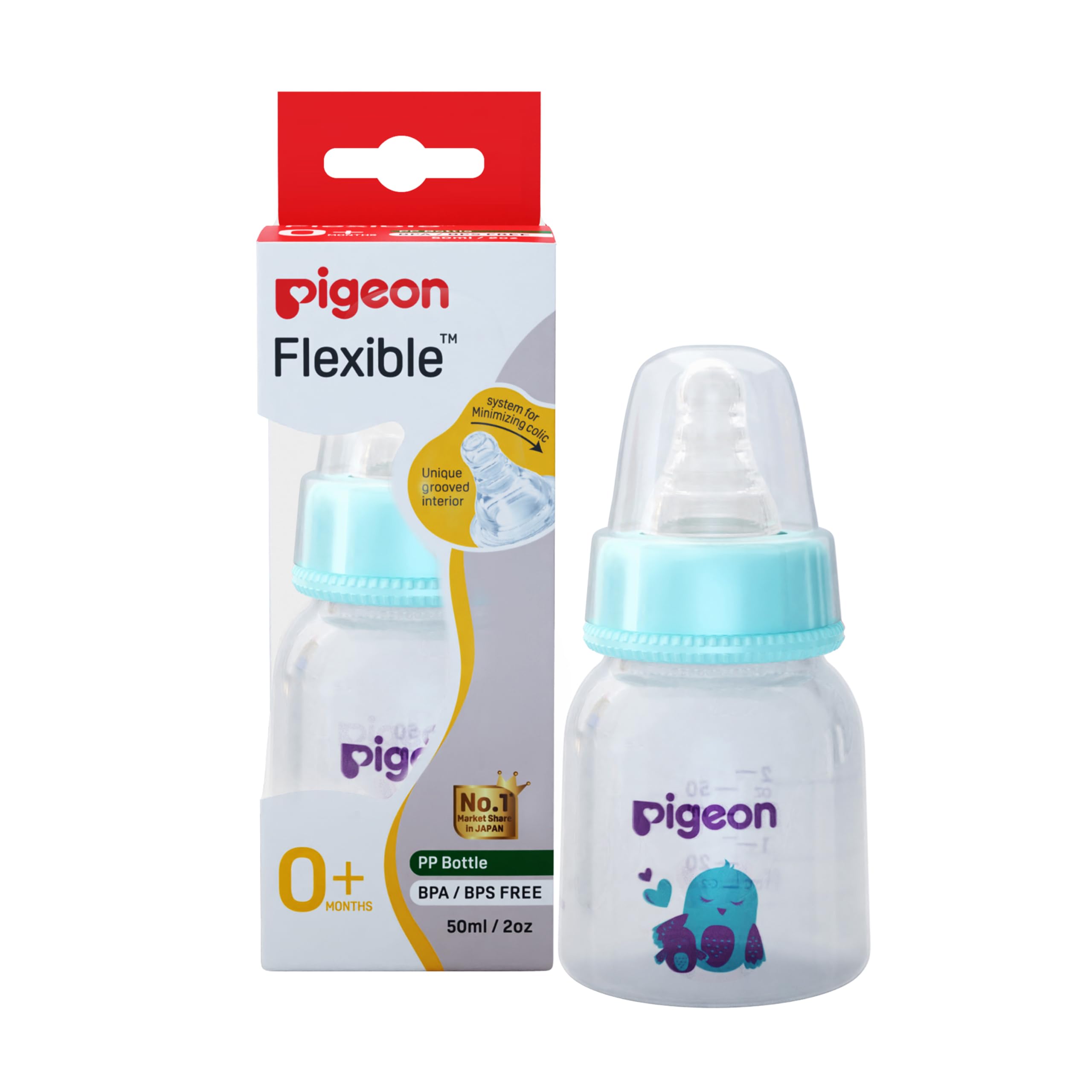 Pigeon Peristaltic 50 ml Nursing Bottle (Blue, Birds)-image-26
