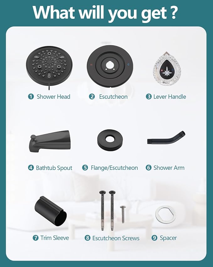 Kit de grifería para bañera compatible con Moen Fit Chateau, color negro mate miniatura 8