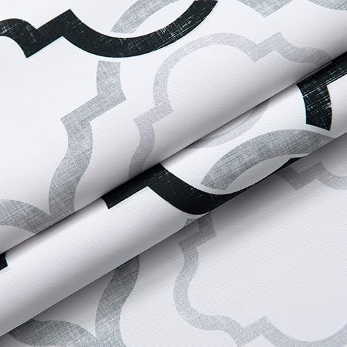 Miniatura 4 de Cenefa geométrica marroquí para ventanas de cocina y dormitorio, moderno enrejado de cuadrícula impreso con bolsillo para barra, cenefa corta, 52 x