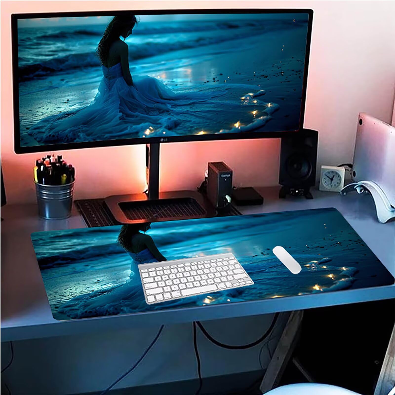 Tappetino Mouse XXL 1500 x 800 mm, Tappetino Mouse Donna, Gaming Mousepad Migliorare la Velocità e la Precisione, Mouse Pad con Base in Gomma Antiscivolo, Ufficio Accessori Gaming, Grigio V-7262