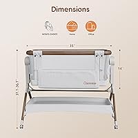 Vista 8 de Moisés junto a la cama, moisés mecedor para bebé, cuna 3 en 1 con 6 alturas ajustables, malla transpirable y ruedas con bloqueo, artículos