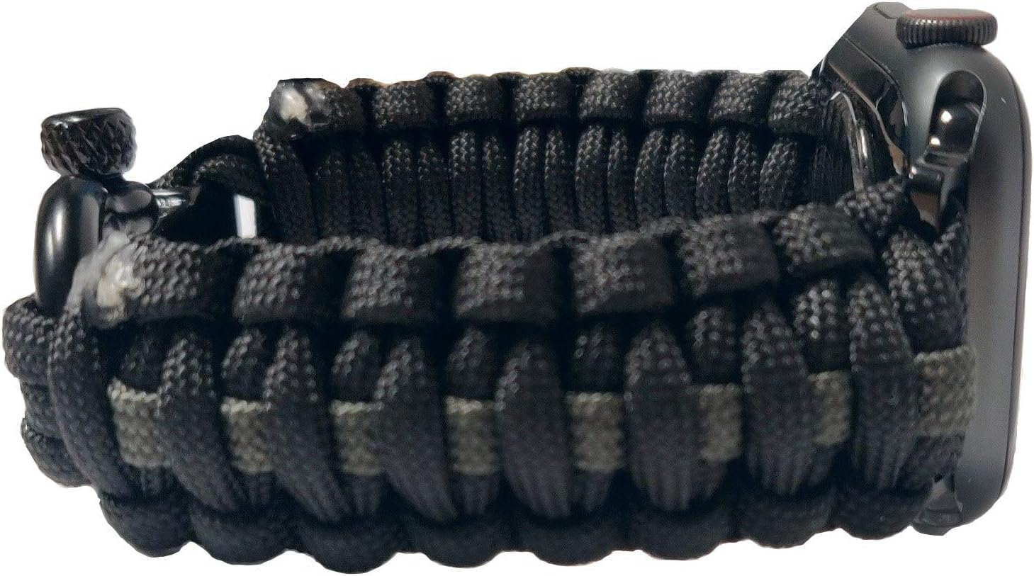 Free Shipping Offer WATER BEAR TACTICAL 550 Paracord Band Made for Apple Watch 42mm & 44mm for Apple Watch Series 7, 6, 5, 4, 3, 2, 1 (Olive Stripe Black, 42/44mm Small)