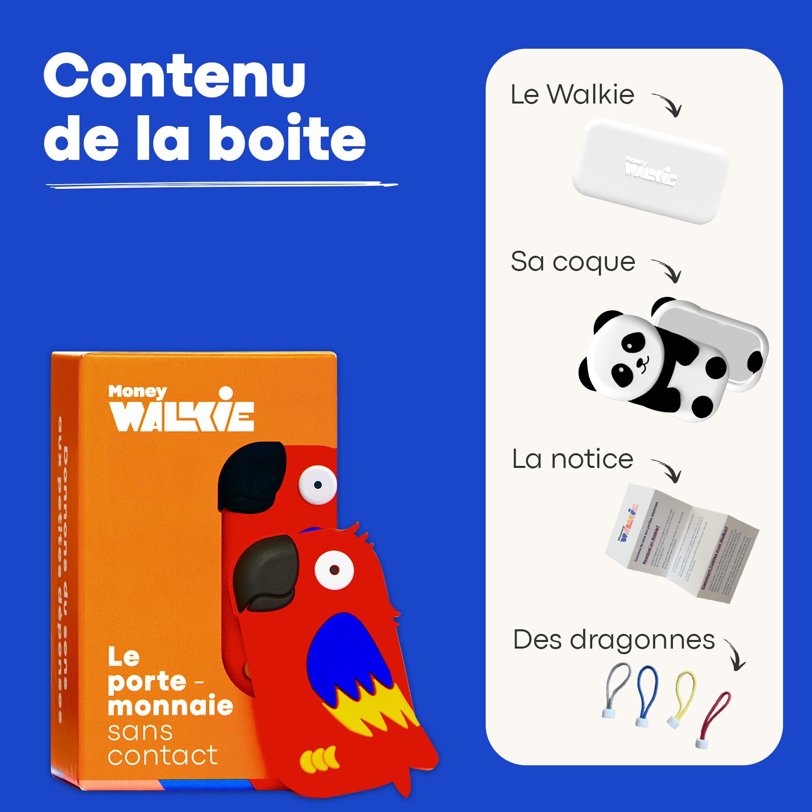 Money Walkie - Porte Monnaie sans Contact pour Enfants et Ados - Solution pour Apprendre à Gérer Son Argent - Pratique, Ludique et Pédagogique - Perroquet
