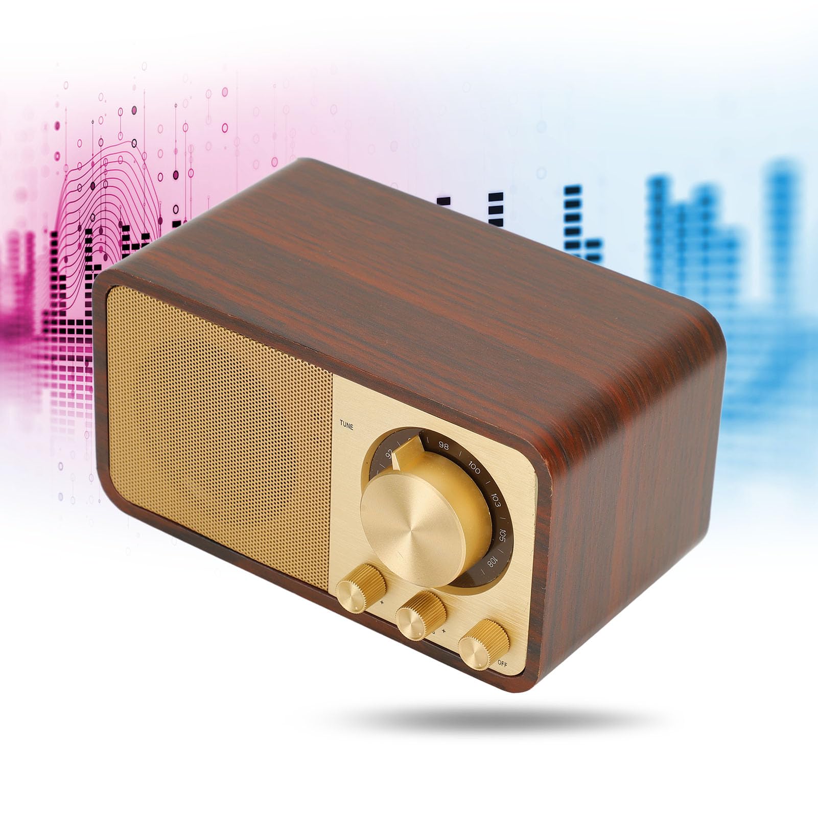 Stylowe Mini Retro Drewno BT Wireless Vintage Głośnik Przezroczysty Dźwięk ść Przenośna Drewniana Głośnik do Kawiarni Restauracje, Sypialnia, z muzyką na świeżym powietrzu.