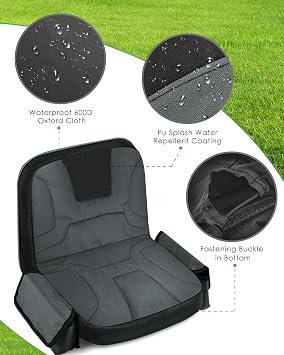 PACETAP Tractor Seat Cover with Drink Pouch, Heavy Duty 600D Oxford Waterproof Riding Lawn Mower Seat Cover Fits Kubota, for Cub Cadet, for Ford, for Mahindra, for Husqvarna (Black,Medium)