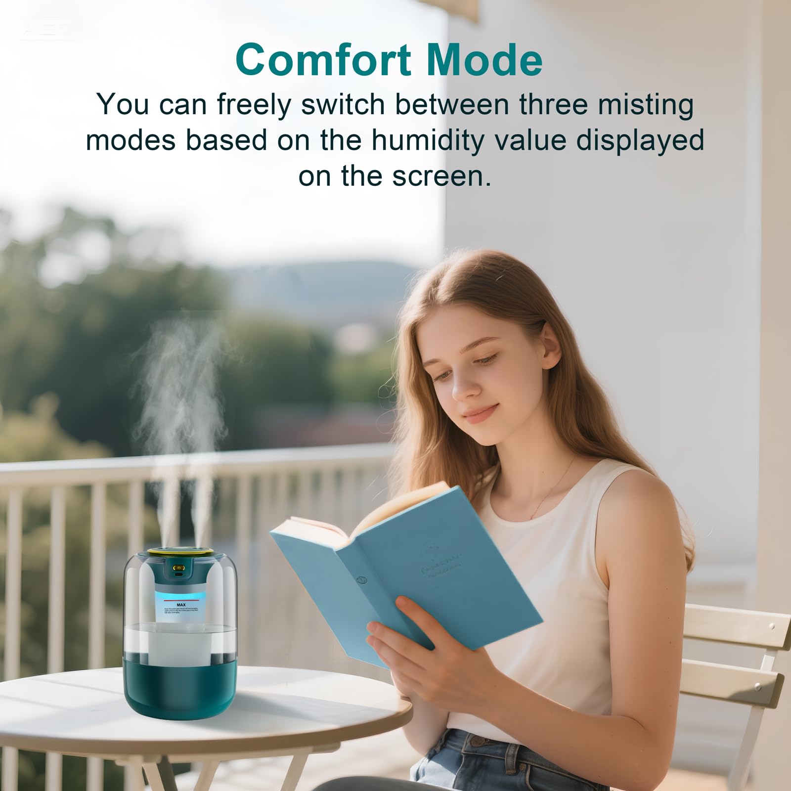 Humidificadores de 2.2 L para dormitorio, humidificadores de niebla fría con temporizador, perilla digital, humidificador pequeño silencioso de 26 dB para bebé, guardería y plantas con luz nocturna
