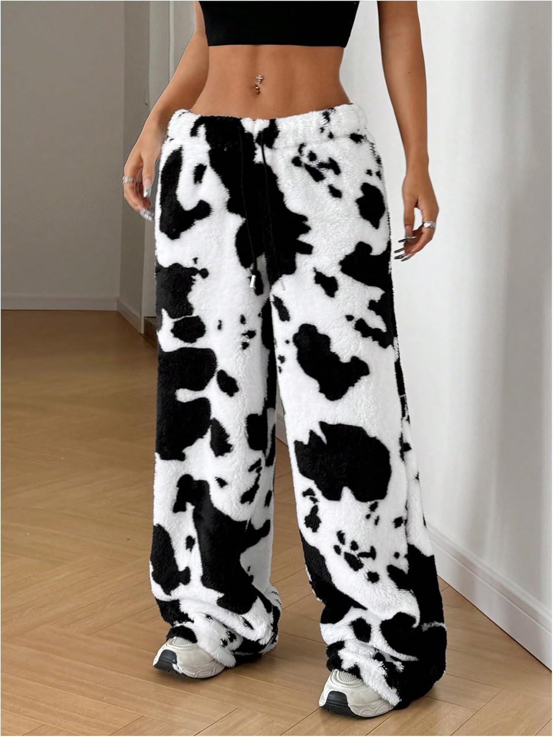 MakeMeChic Women's Fuzzy Pajama Pants Leopard Cheetah Print Teddy Cute Lounge Pants - Image 5