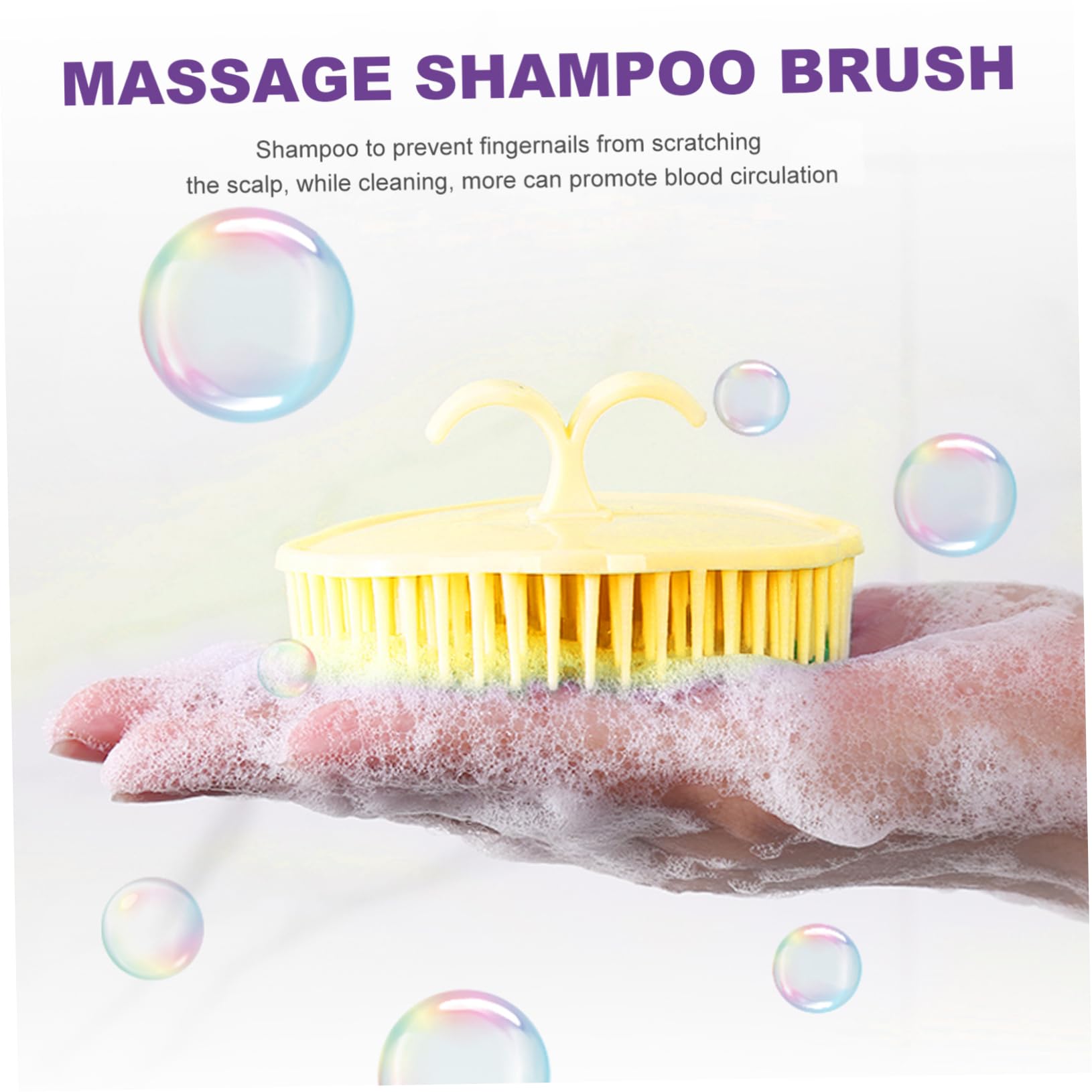 Cepillo Masajeador Cuero Cabelludo Ligero de Plástico Diseño Ergonómico y Clip de Mano, Adecuado para Lavar el Cabello y Promover Crecimiento Natural, Pack de 12 Color Aleatorio