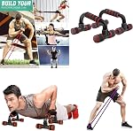 focus.ed Push Up Bar & Resistance Bands Set – Calisthenics & Fitness Equipment for Home Workouts – Workout Equipment Kit with 4 Strength Bands for Exercise, Training & Gym
