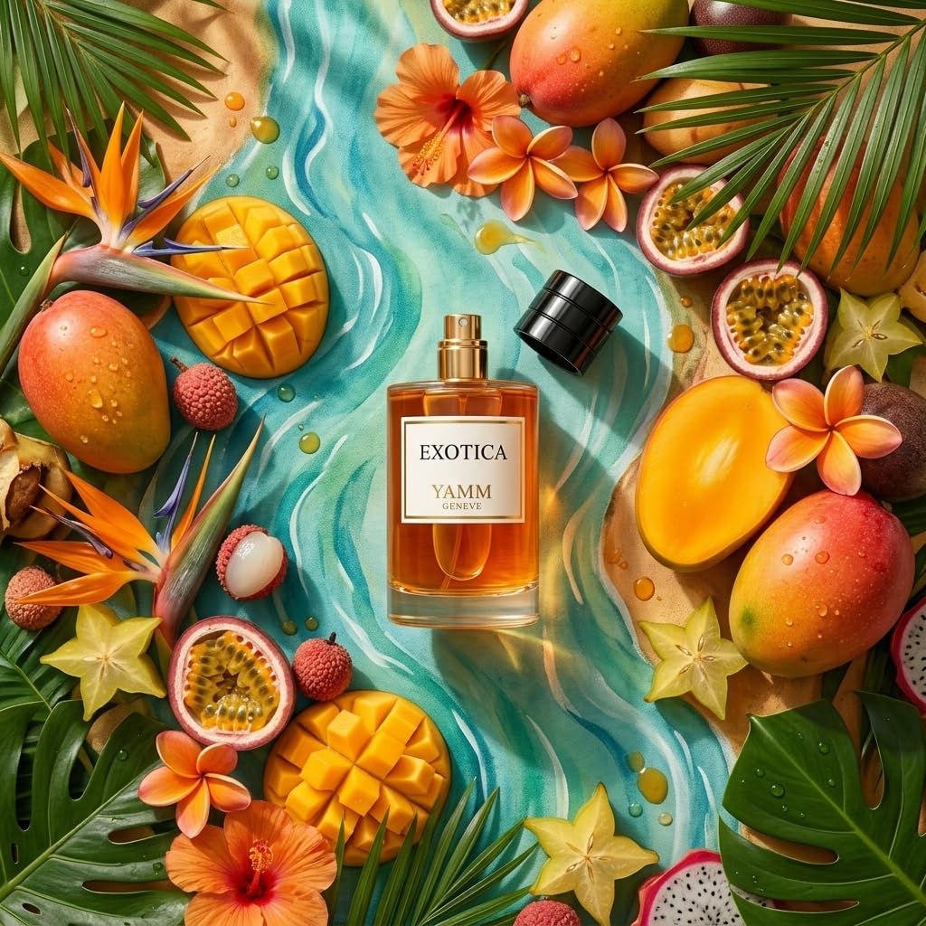 Exotica | Estratto di profumo 50 ml | Profumo fruttato tropicale misto uomo e donna | mango, frutta esotica e fiori bianchi | lusso e lunga tenuta