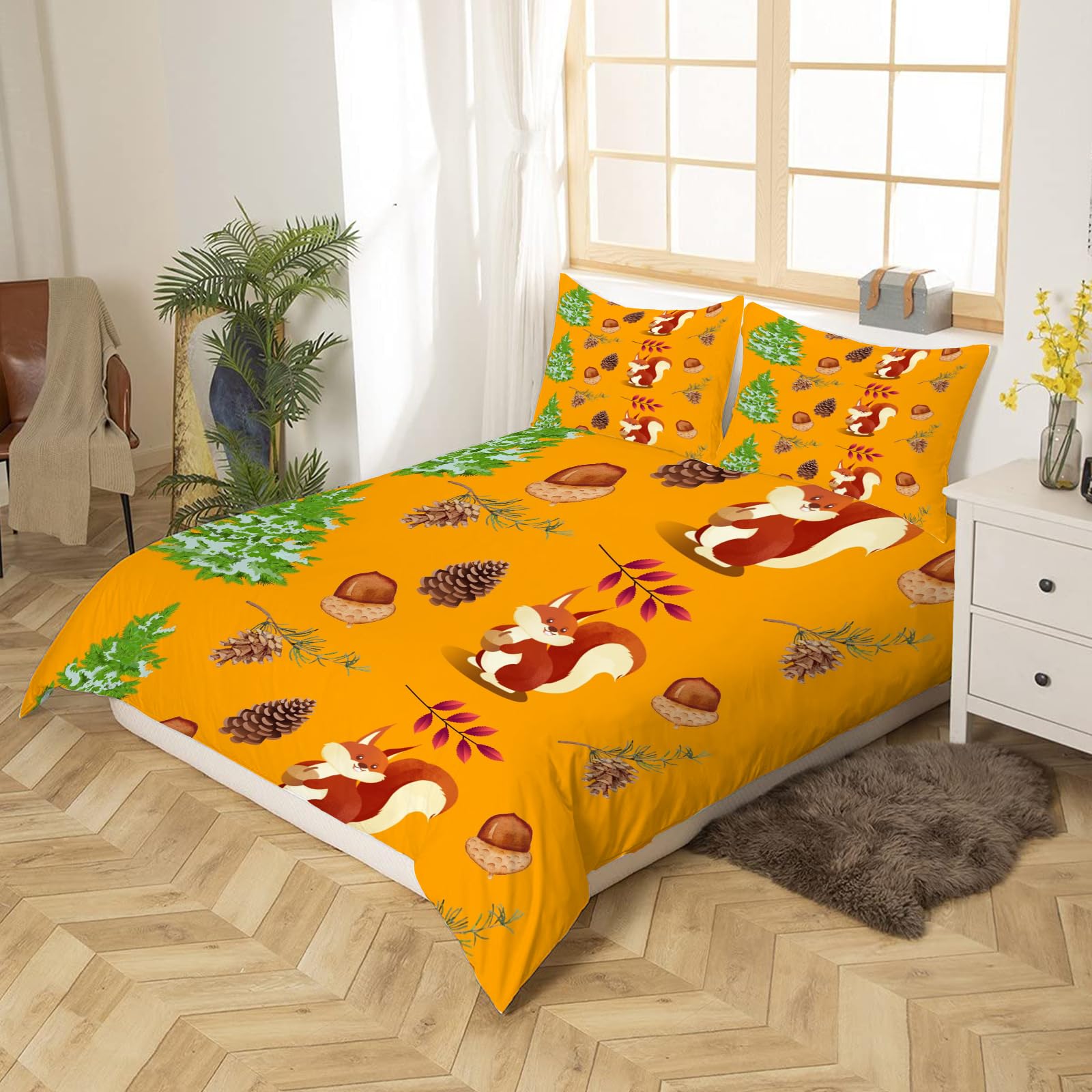 Housse de Couette 140x200 Écureuil, Parure de Lit Garçon Fille 1 Personne en Microfibre Douce et Respirante Ensemble de Literie avec 2 Taie d'oreiller 65x65 cm avec Zippée 2294-K Housse de Couette 140x200 Écureuil, Parure de Lit Garçon Fille 1 Personne en Microfibre Douce et Respirante Ensemble de Literie avec 2 Taie d'oreiller 65x65 cm avec Zippée 2294-K