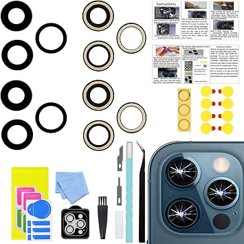 2 Sets LEAFE for iPhone 12 Pro Max Camera Lens Replacement, OEM Original Camera Glass Lens with Pre-Installed Adhesive+Repair Tools