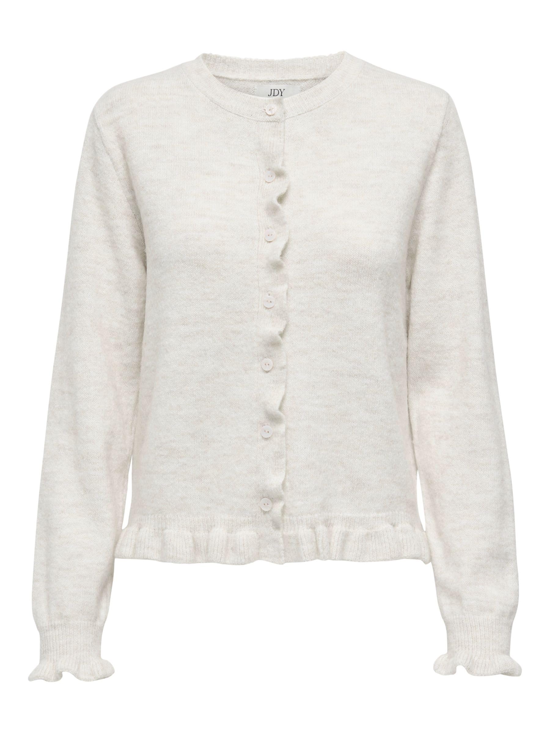 JDY Damen Jdyletty L/S On Frill Cardigan KNT Noos, Cloud Dancer, L EU