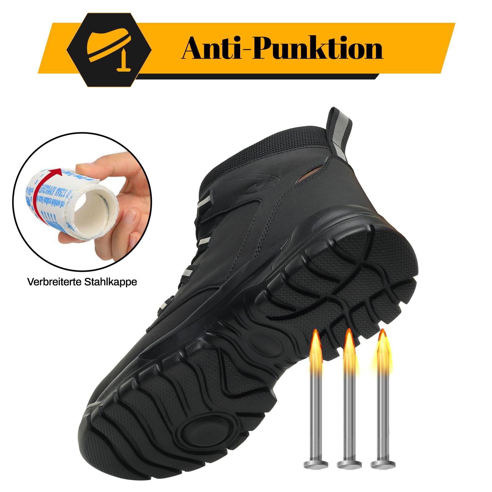 Chaussures de Sécurité Hommes Femmes Montante Imperméable Légère Bottines de Sécurité avec Embout en Acier Bottines de Travail Antidérapant