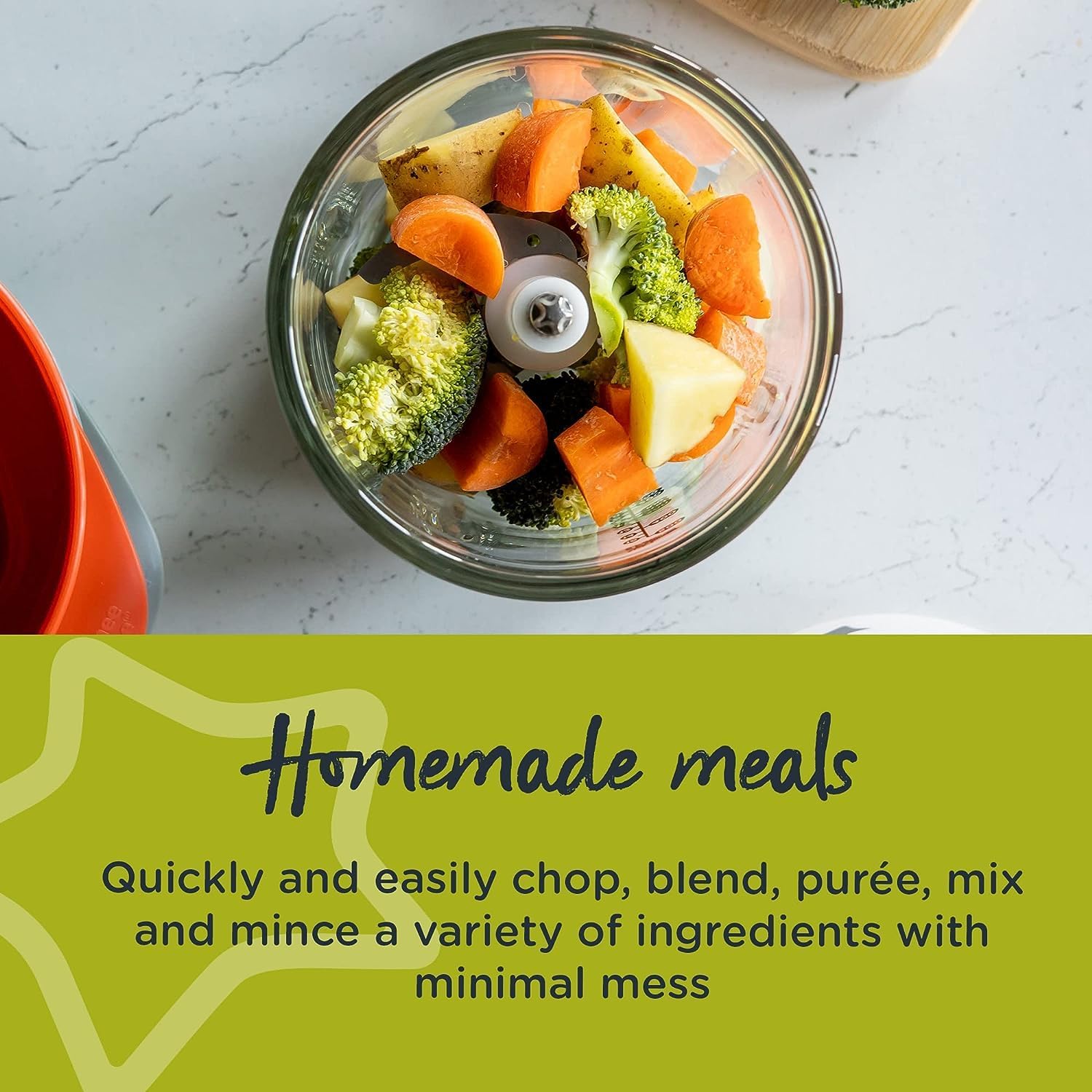 71Nsx3Ye9aL._AC_SL1500_ Tommee Tippee Quick-Chop Mini Baby Food Blender and Chopper for all Stages of Weaning, Durable Glass Bowl and Stainless Steel Blades, 500ml Capacity, 200W Motor, White and Clear, 1.0 count (447851)