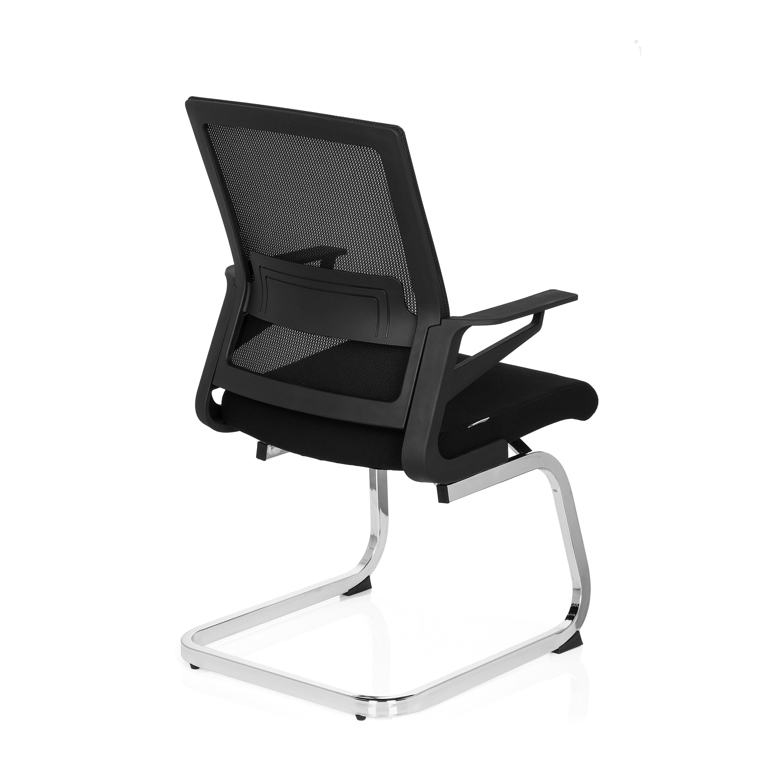 hjh OFFICE 732060 Besucherstuhl Inventor V Stoff/Netzrücken Schwarz Stuhl Freischwinger mit Lordosenstütze