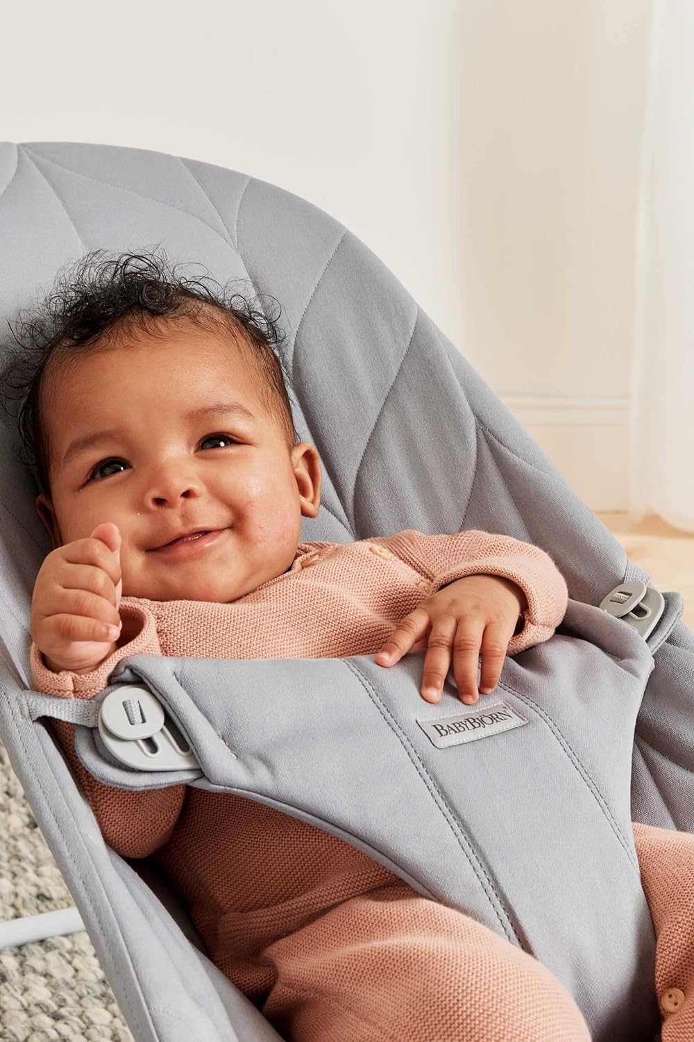 BabyBjörn Sdraietta Bliss, Tessuto, Trapunto a petalo, Grigio chiaro