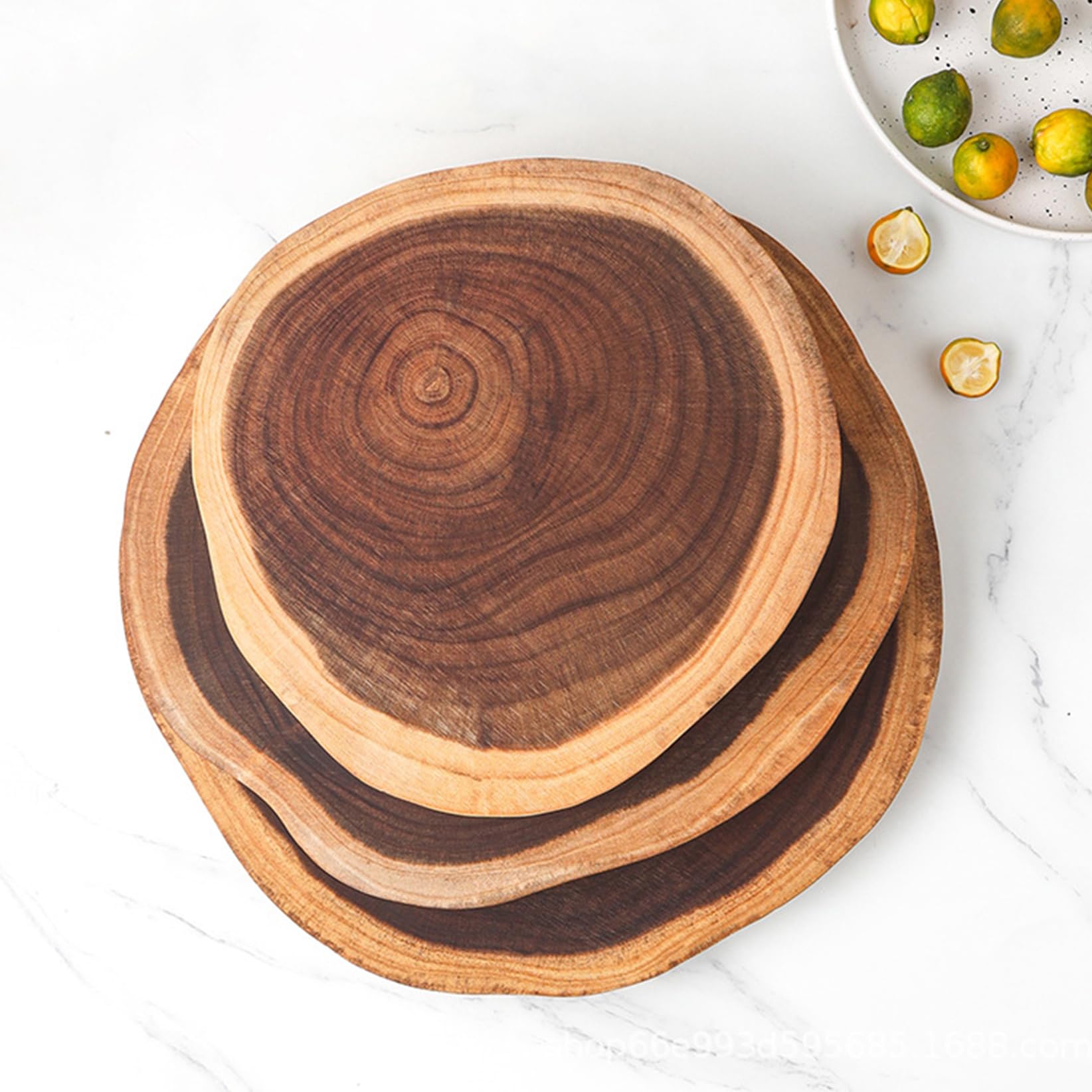 Tagliere Rotondo Rustico Fatto a Mano, Squisito Tagliere per Formaggi in Legno di Acacia Senza giunzioni, Tagliere Rotondo Reversibile per salumi con scanalatura per Il s,Brown-M
