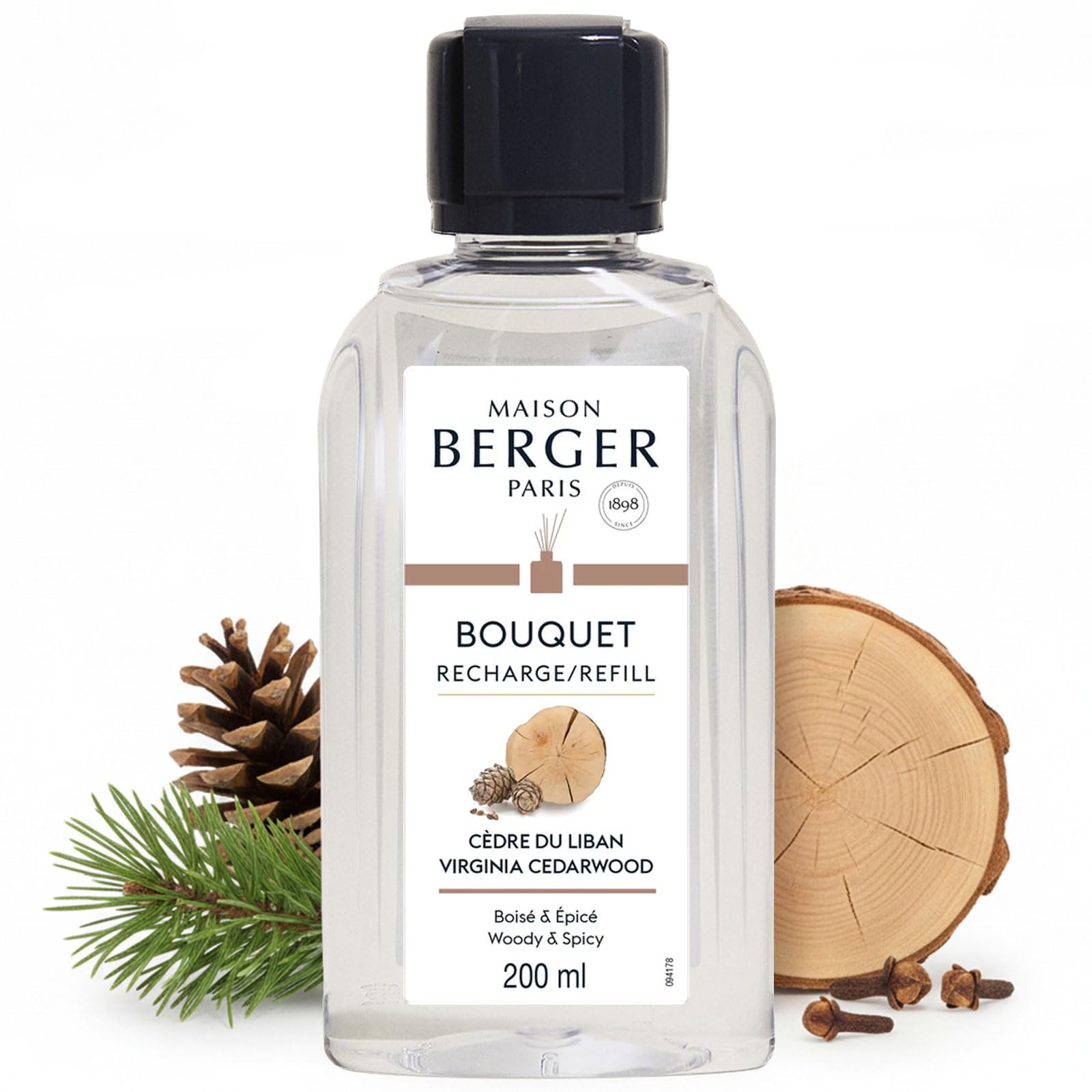 Maison Berger Brown – Reed Diffuser Refill Virginia Cedarwood – Home Fragrance Refill For The Home 200 Ml – Made In France – Long-Lasting, Gentle And Continuous Diffusion