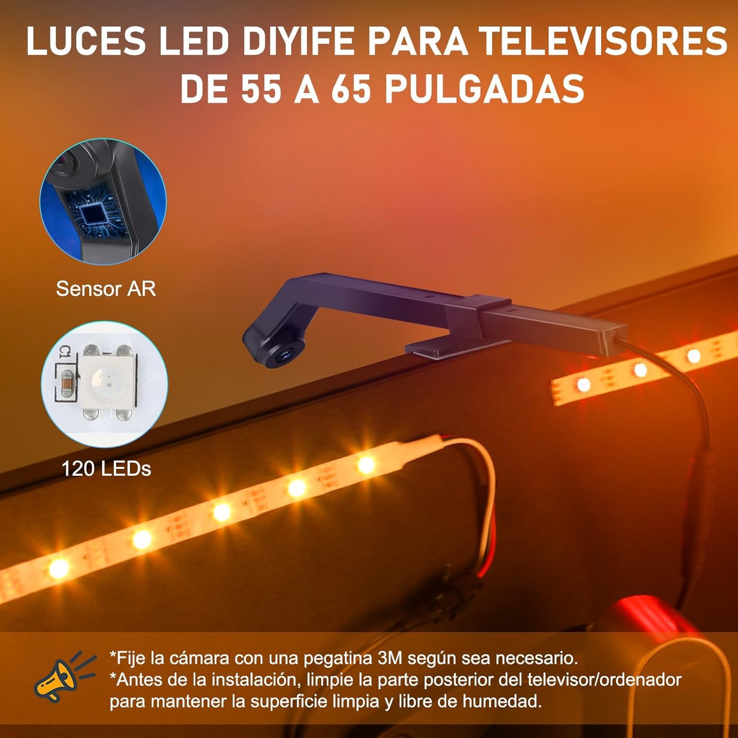 Tira LED para TV 7M Sincronizada con Imagen del Televisor, Retroiluminación LED con Sensor AR, Sincronización Musical RGB, Control Inteligente por App para TV y PC