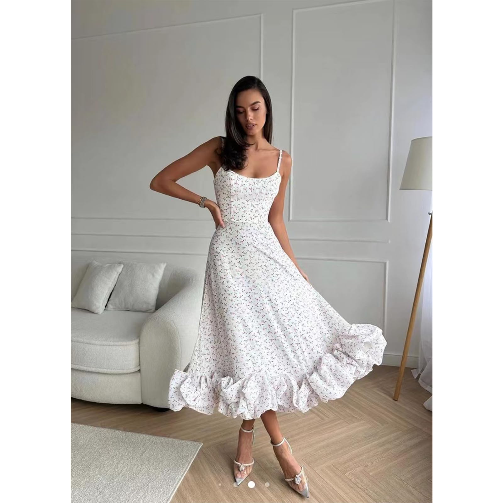 Vestidos de Verano Vestidos Largos de Verano Femeninos Vestidos Casuales de Tirantes Delgados Vestidos de Vacaciones Vestidos de Playa, HUTALIM, Blanco, m