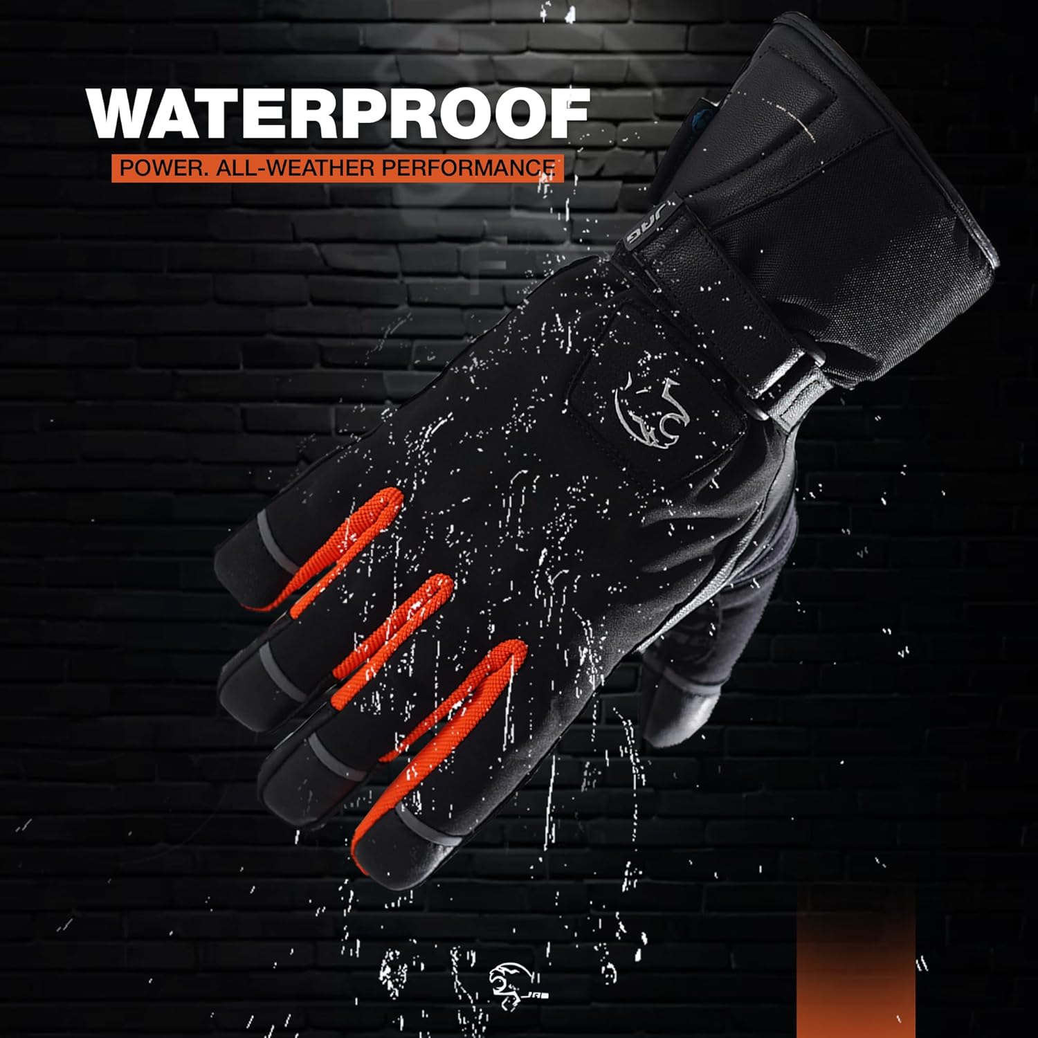 J.A.G. Winter Leather Motorcycle Gloves for Men – Warm Lining Touchscreen Gloves with Knuckle Protection for Motorbike Riding - Image 5