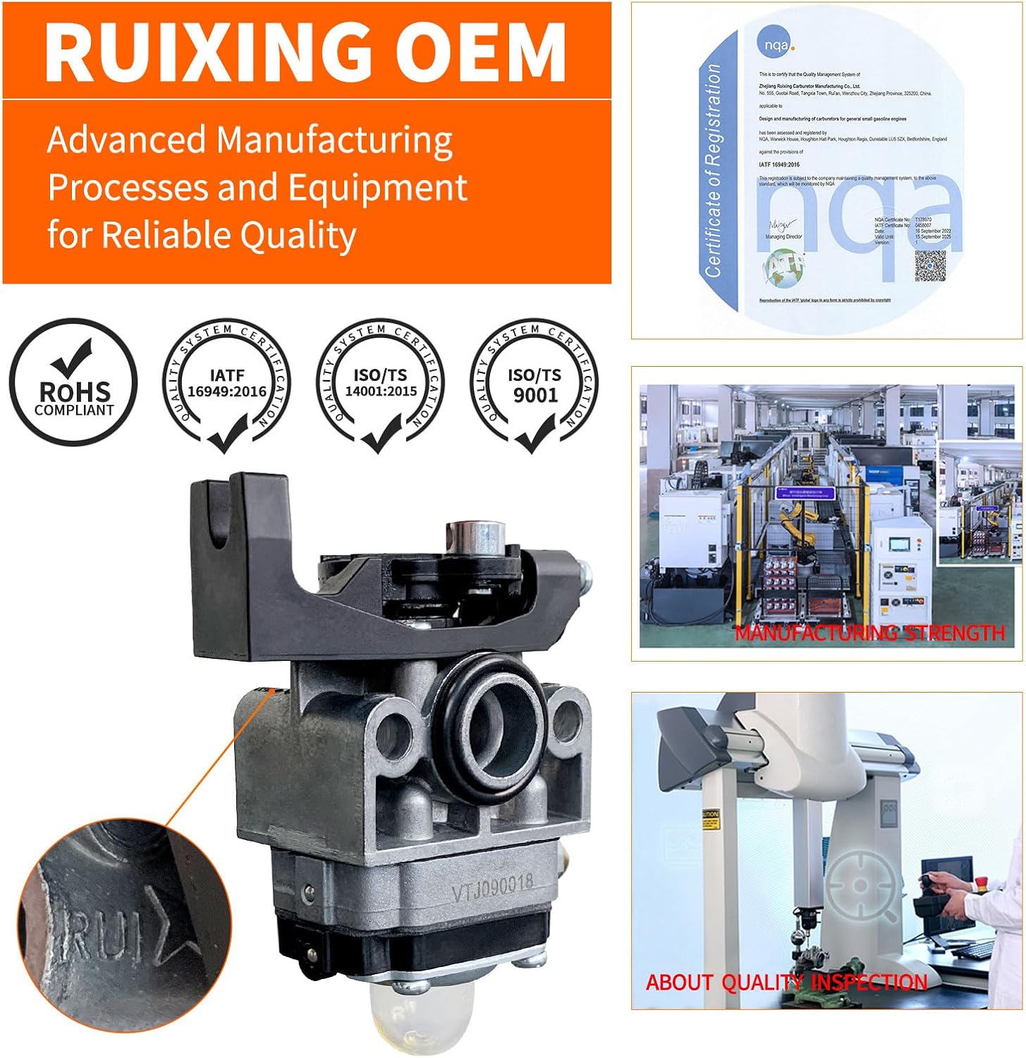 Ruixing OEM GX35 Carburetor for Honda GX25 GX25N GX25NT HHT35 HHT35S String Trimmer FG110 FG110K1 HHT25S 4 Cycle Engine Replaces 16100-Z0Z-815 16100-Z0H-825 for Mantis Tiller Parts