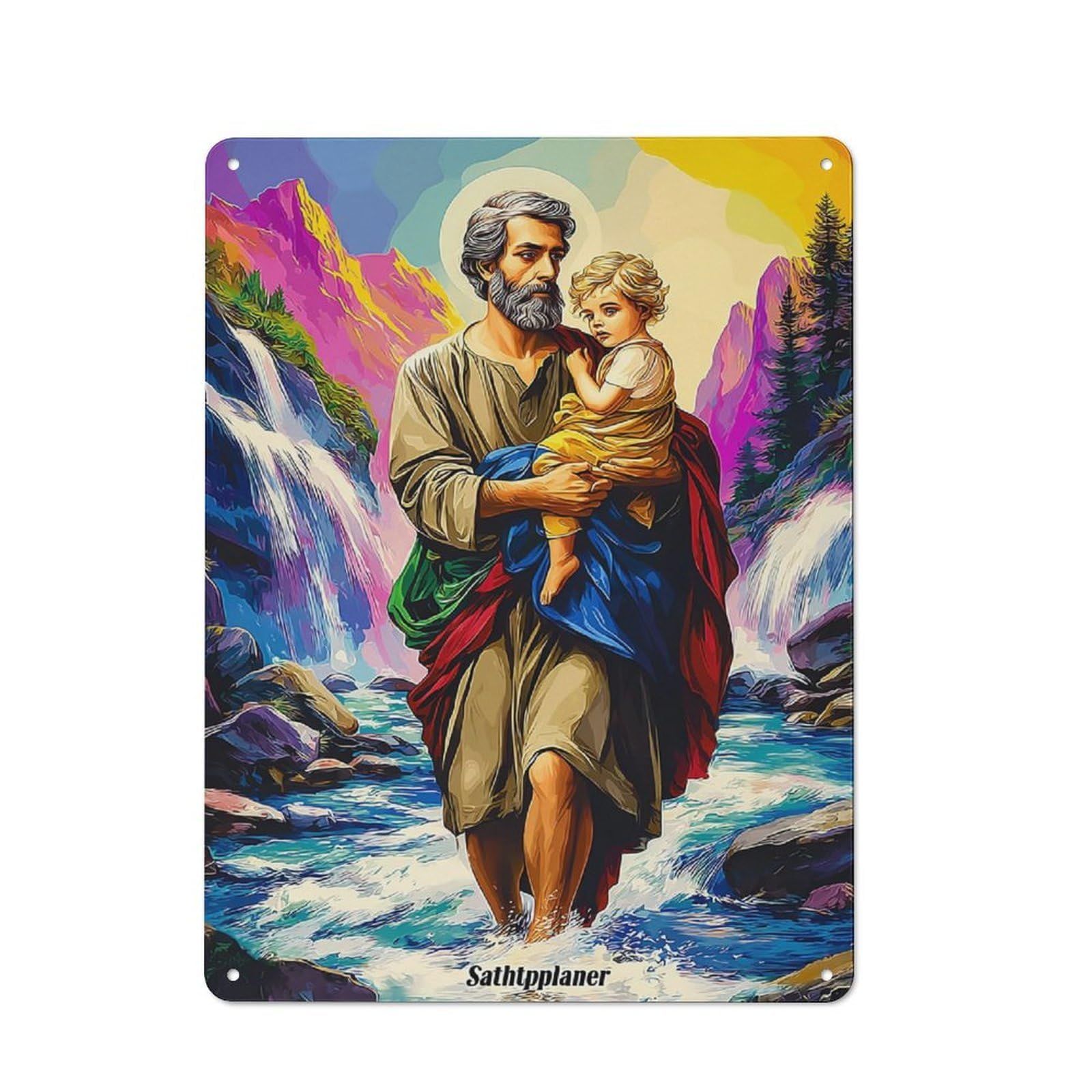 Junmoney Saintly Journey Through Nature's Beauty Character Decorative Tin Plaque 40X30cm Featuring Small Space Decor For Bedroom, Kitchen, Office Or Living Room