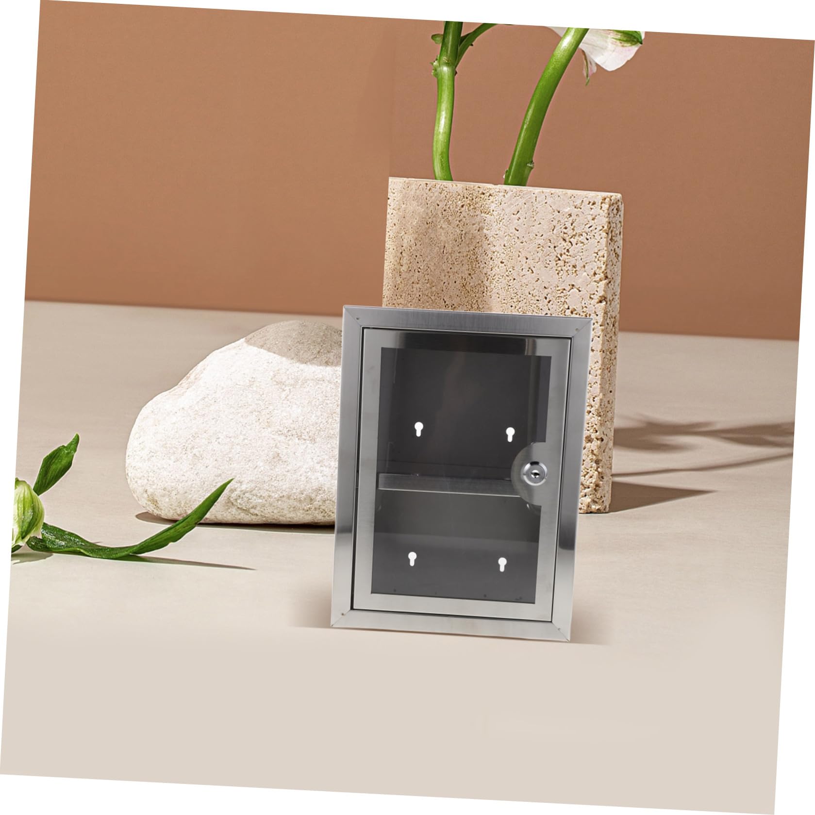 GALPADA Scatola di Sicurezza a Muro in Metallo con Serratura, Piccolo Contenitore Portaoggetti Doppio Livello 28x21x11 Cm, Armadietto Organizzatore per Medicinali e Oggetti Personali