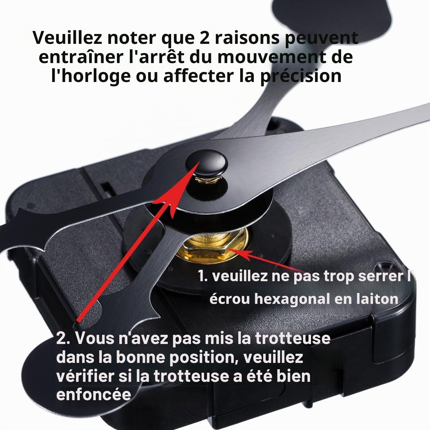 Hicarer 31 mm Mouvement d'Horloge à Axe Longitudinal Élevé avec 2 Mains de Pique pour Cadrans Jusqu'à 51,4 cm