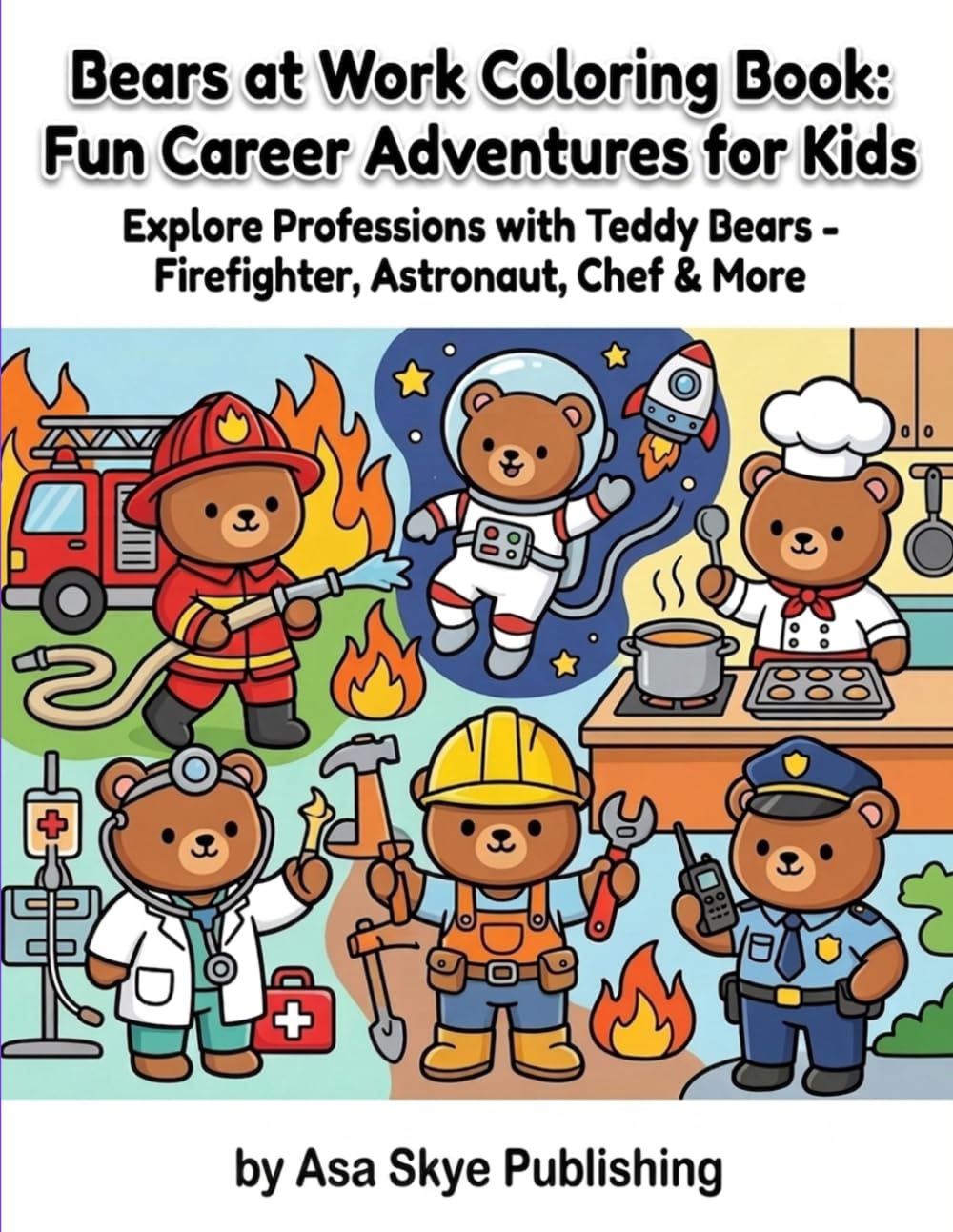 Bears at Work Coloring Book: Fun Career Adventures for Kids: Explore Professions with Teddy Bears - Firefighter, Astronaut, Chef & More
