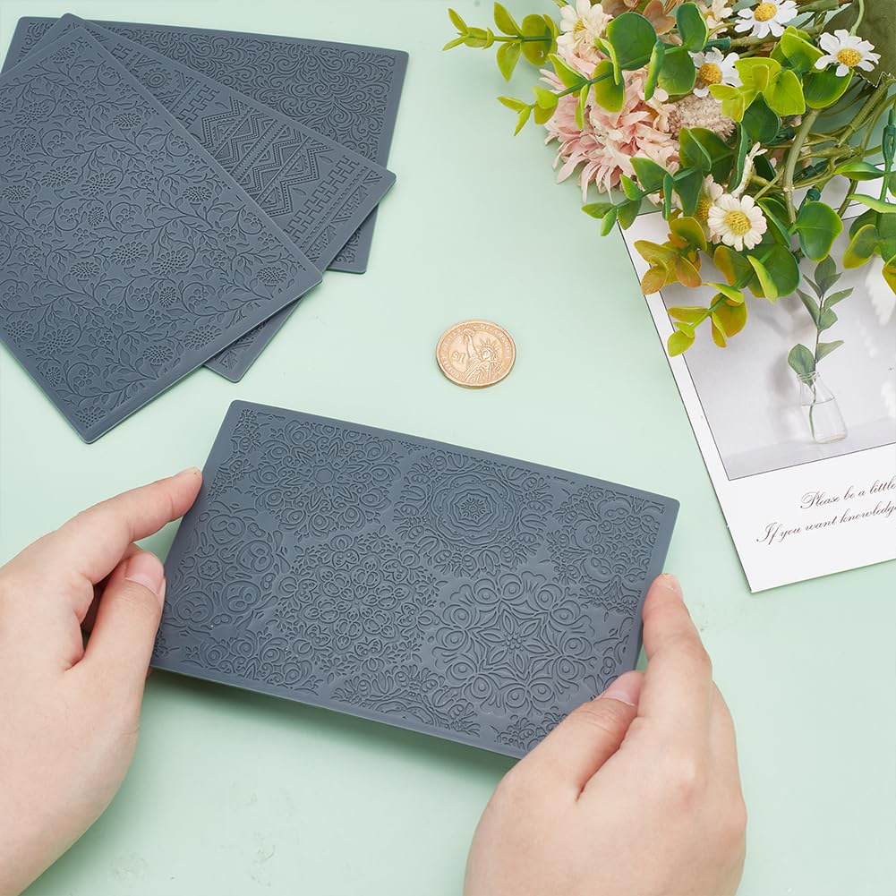 HOBBIESAY 4pcs Polymer Clay Texture Sheets Set Texture Sheets Polymer Clay Works with Polymer Clay Cutter Effect as Polymer Clay Texture Roller Leaves and Flowers for DIY Clay Making - Image 3