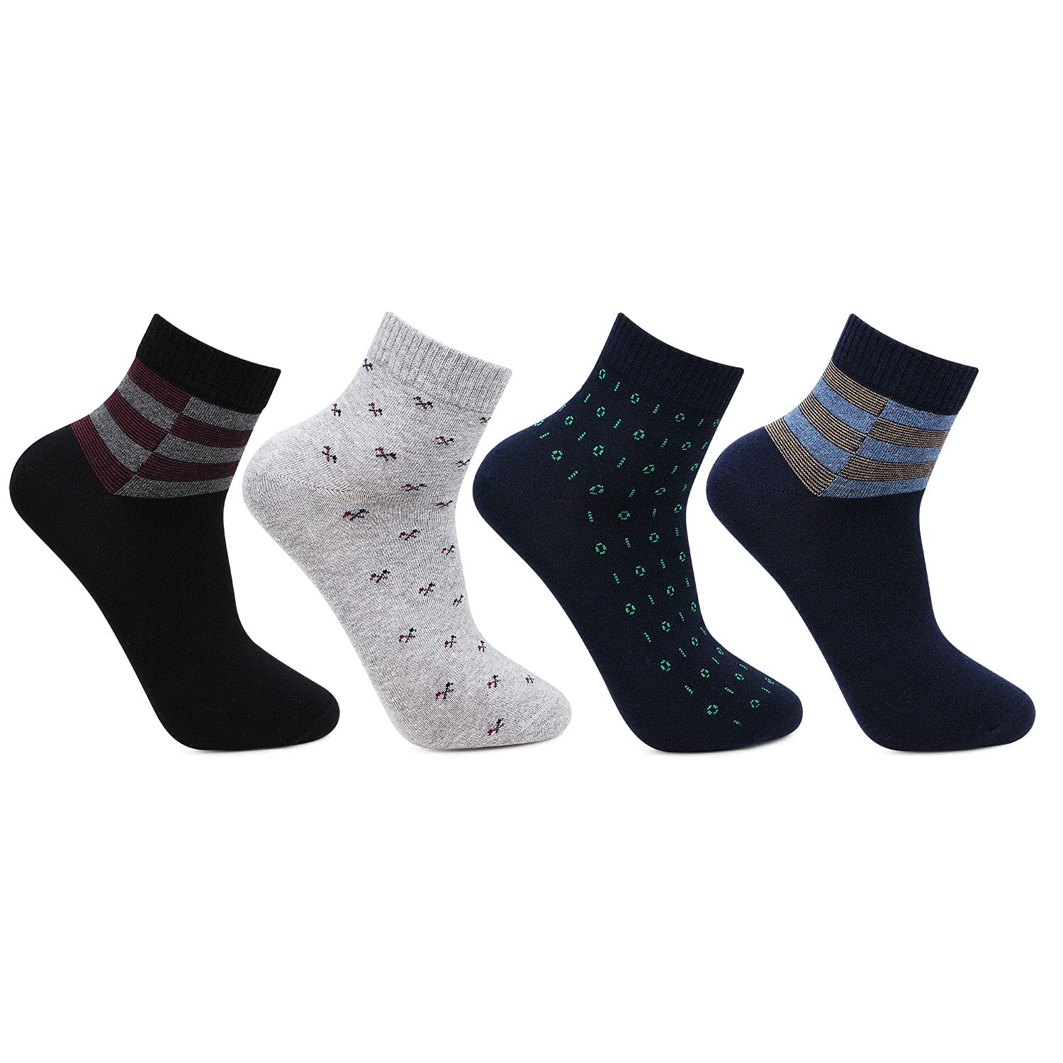 bonjour Designer Office/Business/Formal Ankle Socks for Men - Pack Of 4-picture-17
