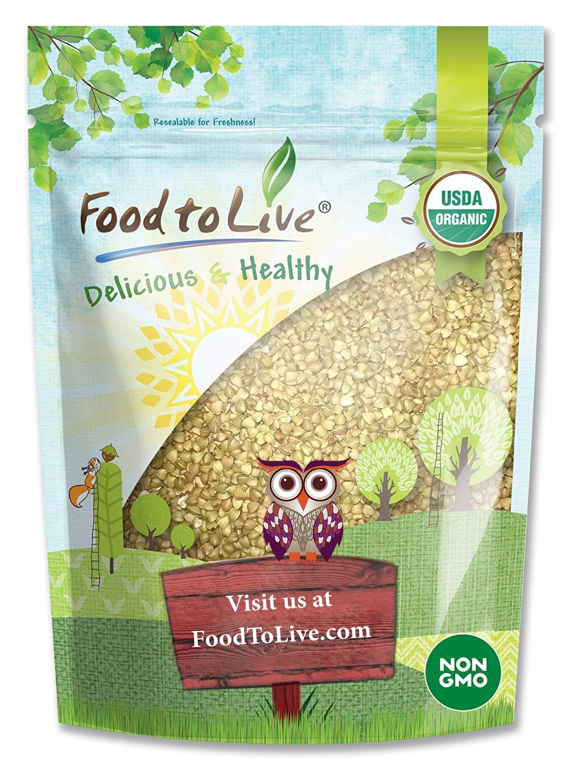 Food to Live Organic Buckwheat Groats, 4 Pounds – Whole Grain Buckwheat Seeds by Food to Live. Hulled, Non-GMO, Kosher, Raw, Vegan, Sirtfood. Bulk Cereal GrainUSDA Organic